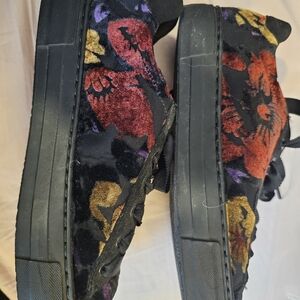 Ara Black Floral Velvet Sneakers